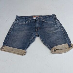 Levi's 511 Skinny Denim Shorts Women Blue Cuffed Mid Rise
